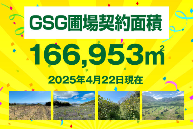 GSG圃場契約面積が、166,953㎡になりました。